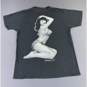 Rare Vintage Y2K Bettie Page Photo Art Model Slick Designs Hype Streetwear Black